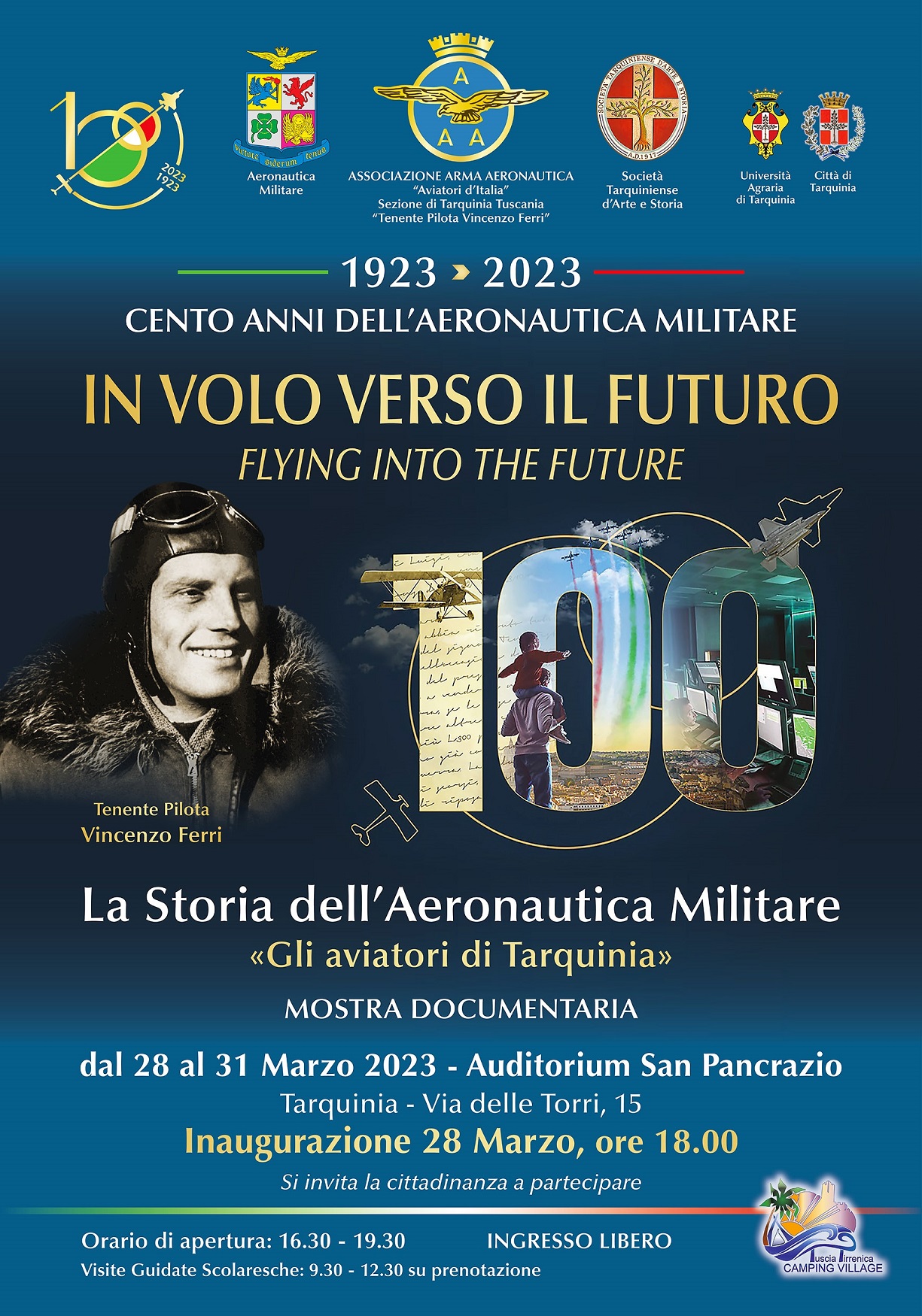 Tarquinia, inaugurazione della mostra “La storia dell'Aeronautica Militare  – In volo verso il futuro”
